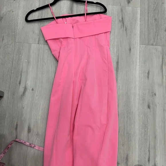 Helsa Tech Gabardine Long Strapless Dress in Very Pink - Picture 10 of 13